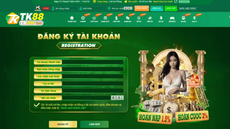 Đăng ký Tk88 casino